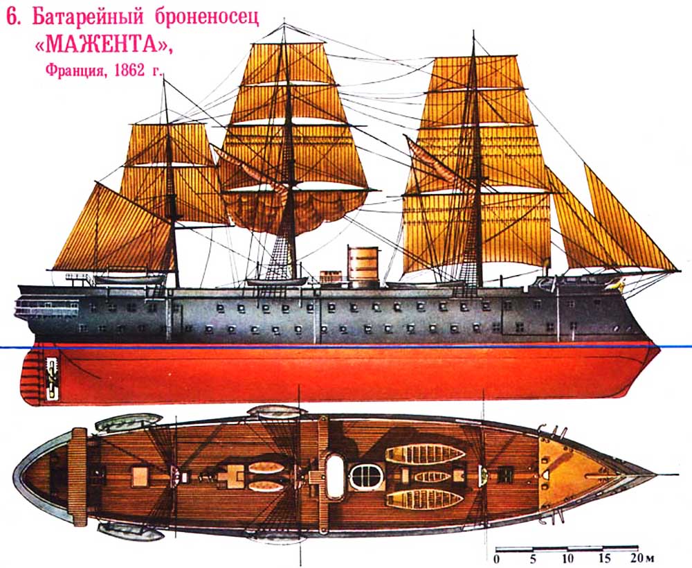 Батарейный броненосец МАЖЕНТА Франция, 1862 год Батарейный броненосец МАЖЕНТА Франция, 1862 год