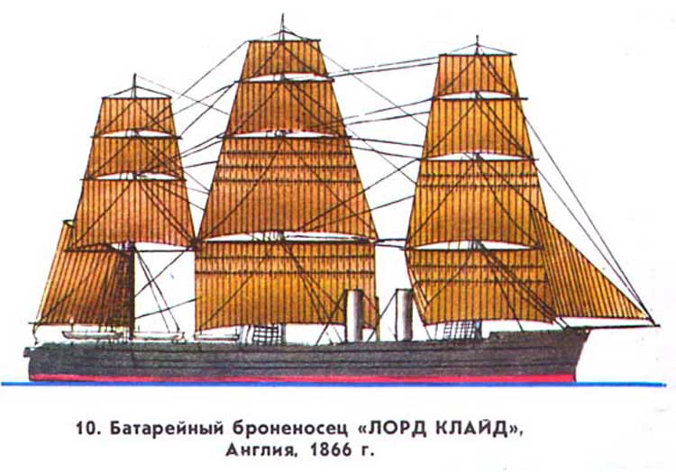 Деревянный батарейный броненосец ЛОРД КЛАЙД, Англия, 1866 г Деревянный батарейный броненосец ЛОРД КЛАЙД, Англия, 1866 г