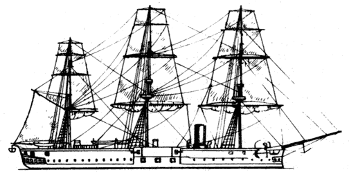 КАЗЕМАТНЫЙ БРОНЕНОСЕЦ ВЭНГАРД, АНГЛИЯ, 1870 г КАЗЕМАТНЫЙ БРОНЕНОСЕЦ ВЭНГАРД, АНГЛИЯ, 1870 г