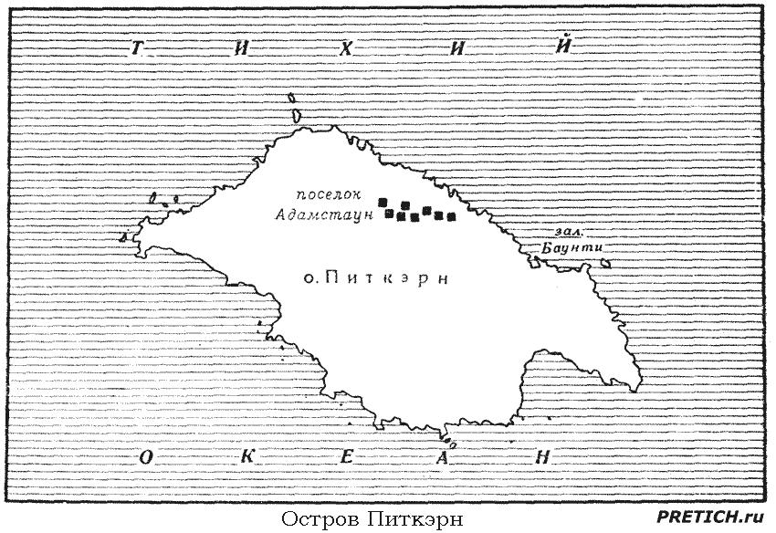 Питкерн остров - карта, необитаемые острова Оэно, Дюси