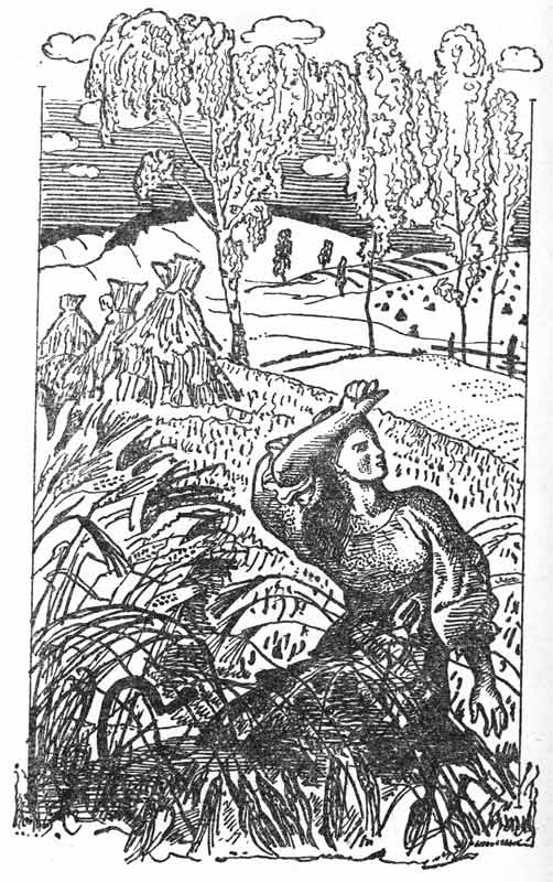 Жница - иллюстрация из книги стихов, СССР
